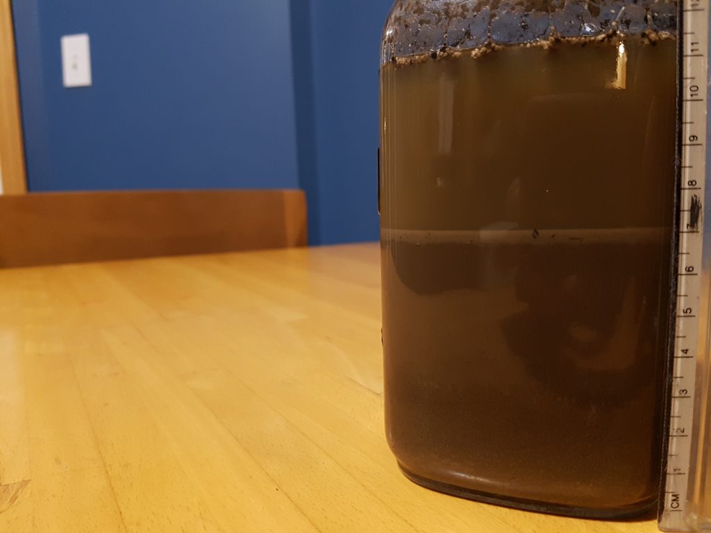 finished soil test showing sedimentation